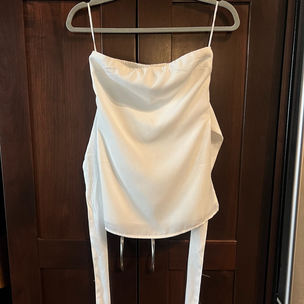 White Strapless Women's Top that ties in back